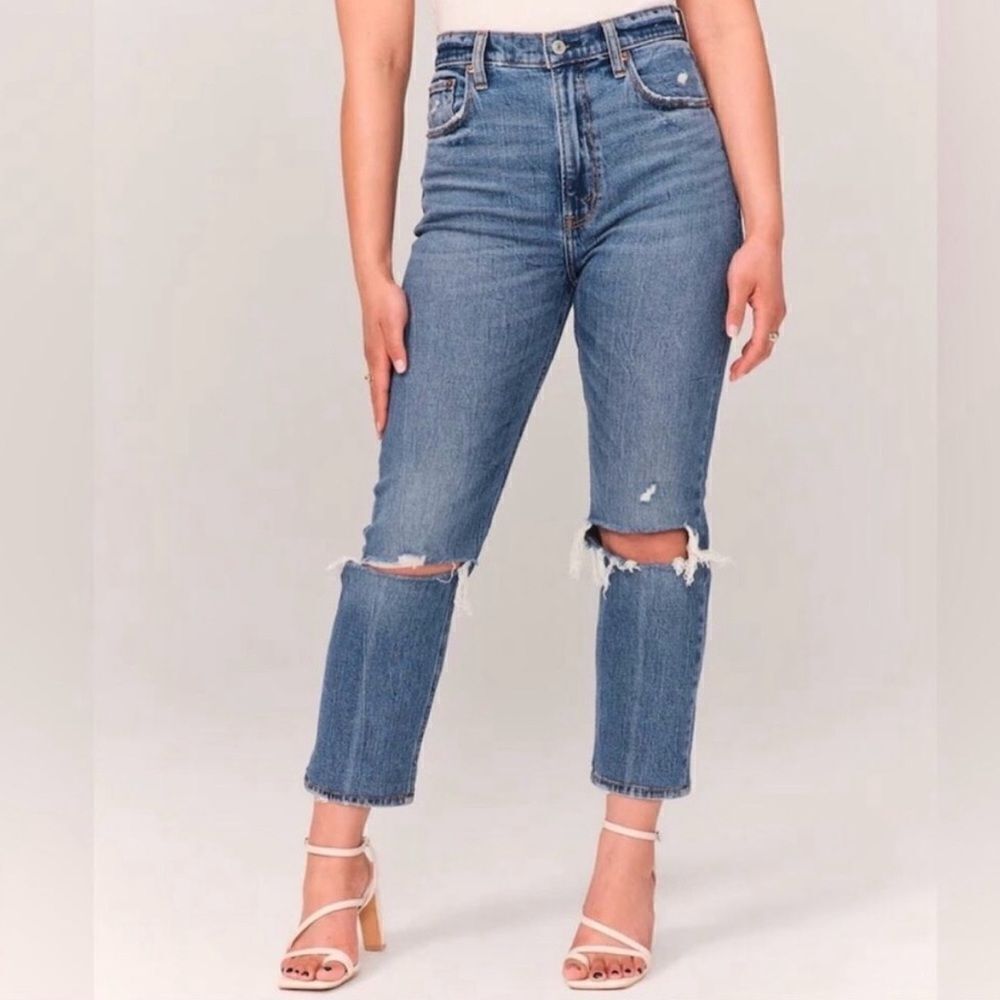 Abercrombie and fitch ankle straight ultra high rise jeans